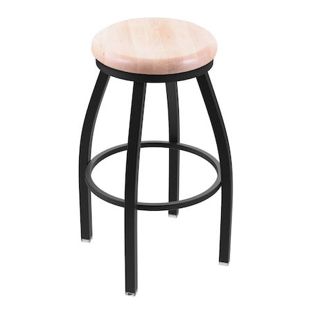 Holland Bar Stool Co 25" Swivel Counter Stool, Black Wrinkle, Nat Maple Seat 80225BWNatMpl